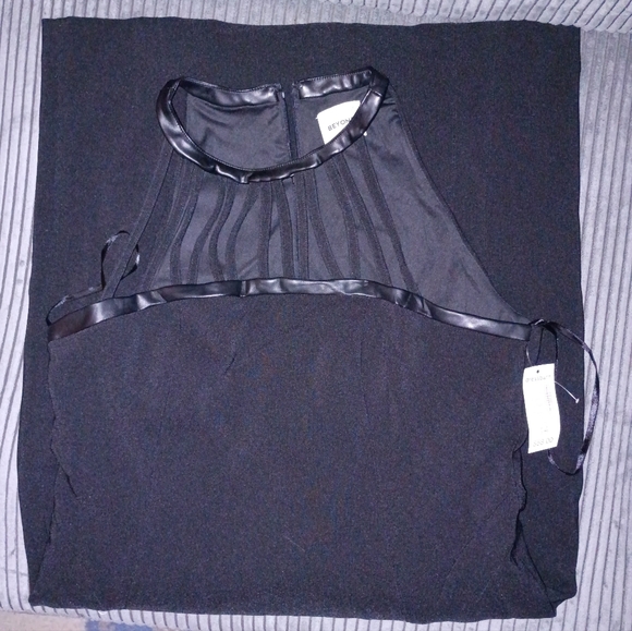 Dress Barn Dresses & Skirts - Black Dress, Faux Leather neck Area